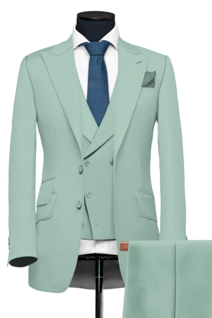 Wedding Green Suit Three Piece Suit Formal Sage Green Coat Pant SAINLY