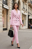Women Misty Rose Pink Double Breasted 2 Piece Suit