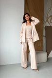 Women Beige Double Breasted 3 Piece Suit