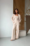 Women Beige Double Breasted 3 Piece Suit