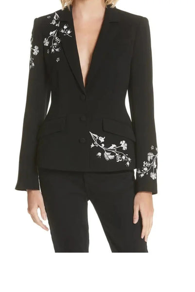 Black Designer Function Wear Semi-Stitched Pant Suit With Embroidery Work main image 1