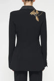 Women Black Tuxedo Embroidery Suit