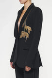 Women Black Tuxedo Embroidery Suit