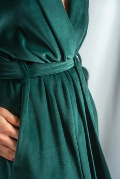 Women Green Velvet Robe for Bath and Party, Velvet Kimono Robe for Her 34