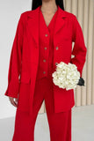 Women Red 3 Piece Suit