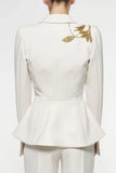 Women White Embroidery Suit