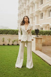 Women White Embroidery Suit