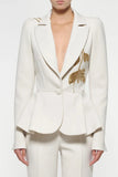 Women White Embroidery Suit
