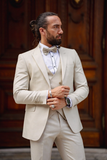 Men Wedding Suit Beige 3 Piece Suit Elegant Slim Fit Suits SAINLY
