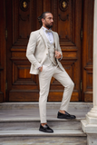 Men Wedding Suit Beige 3 Piece Suit Elegant Slim Fit Suits SAINLY