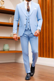 Men Sky Blue 3 Piece Suit Slim Fit Suit Wedding Suit Sainly