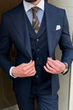 Men 3 Piece Suit Navy Blue Elegant Clothing Wedding Suit SAINLY