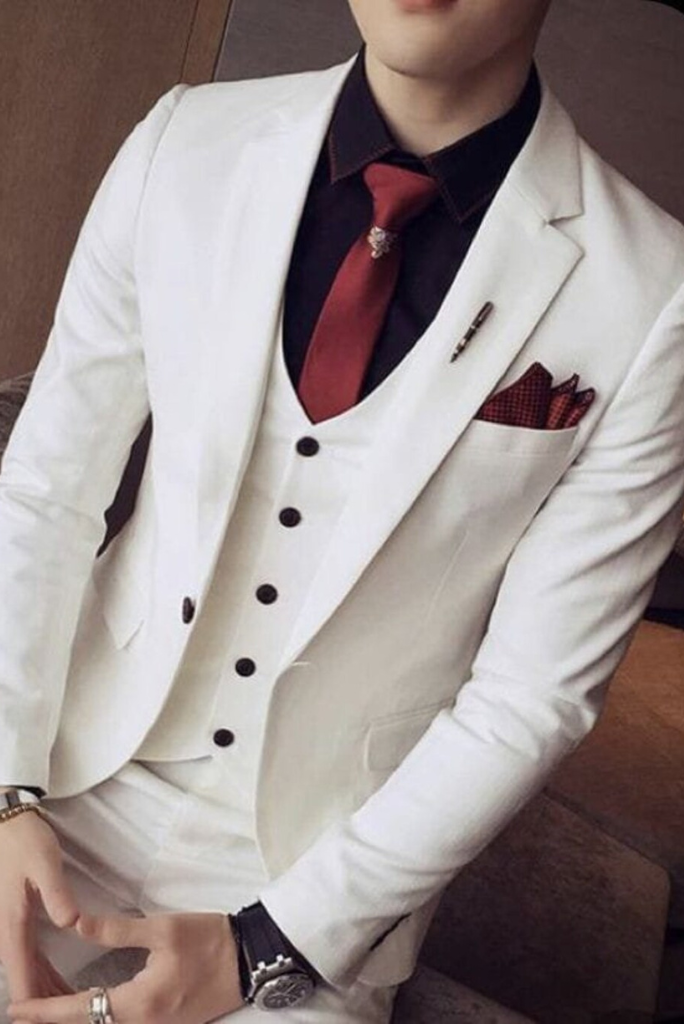 White Wedding Suit White 3 Piece Suit White Elegant Bespoke Suit Sainly