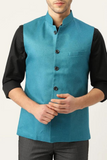 Men Green Nehru Jacket Indian Royal Wedding Jacket Waistcoat Sainly