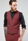 Men Waistcoats Maroon Wedding Formal Wear V Shape Vest Coats Sainly