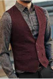 Men Vintage Maroon Waistcoat Vintage Vestcoat Tweed Waistcoat Sainly