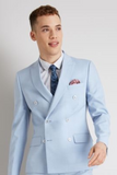 Men Blue Coat Double Breasted Blazer Dinner Coat Sky Blue Sainly