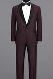 Men 2 Piece Suit Wine Tuxedo Suit Wedding Wine Suit bespoke Sainly
