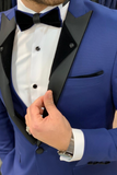 Men 3 Piece Suit Blue Wedding Tuxedo Suit Fit Peak Lapel Wear SAINLY