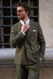 Men Olive Green Suit Wedding Suit Green Double Breasted Suits Sainly