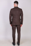 Men Tweed Winter Outwear Suit Wedding Suit Tweed Brown 3 Piece Sainly