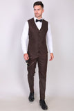 Men Tweed Winter Outwear Suit Wedding Suit Tweed Brown 3 Piece Sainly