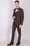 Men Tweed Winter Outwear Suit Wedding Suit Tweed Brown 3 Piece Sainly