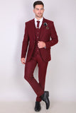 Men Maroon Suit Tweed 3 Piece Suit Vintage Winter Outwear Sainly