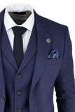 Men Tweed 3 Piece Blue Suit Winter Suit Wedding Prom Wear Sainly