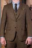 Men Brown Tweed Suit 3 Piece Wedding Suit Winter Wear Suit Sainly