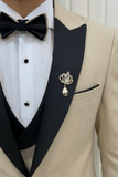 Men 3 Piece Beige Wedding Suit Tuxedo Formal Wear Sainly