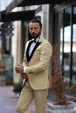 Men Tuxedo Suit Cream 3 Piece Suit Slim Fit Suit Sainly