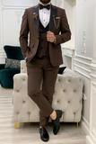 Men Brown Tuxedo Suit 3 Piece Suit Wedding Prom Wear Suits Sainly