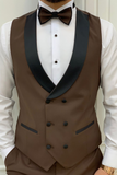 Men Brown Tuxedo Suit 3 Piece Suit Wedding Prom Wear Suits Sainly