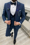 Men Tuxedo 3 Piece Suit Slim Fit Suit Blue Wedding Suit Sainly