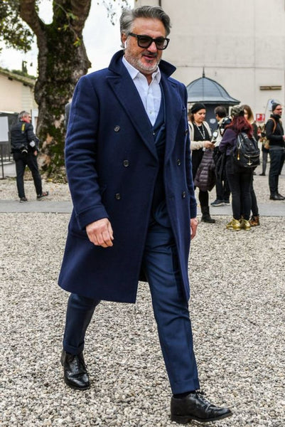 Sainly's navy blue wool trench coat for menβ SAINLY