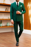 Men Emerald Green Double Breasted Suit Two Piece Wedding Suit Sainly