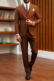 Mens Brown 3 Piece Suit Wedding Elegant Dinner Suit Sainly