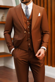 Mens Brown 3 Piece Suit Wedding Elegant Dinner Suit Sainly