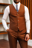 Mens Brown 3 Piece Suit Wedding Elegant Dinner Suit Sainly