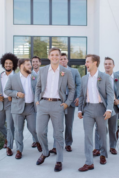 Grey suits wedding party hot sale