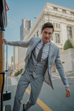 MEN 3 PIECE SUIT Grey Elegant Groomsmen Wedding Suit Sainly