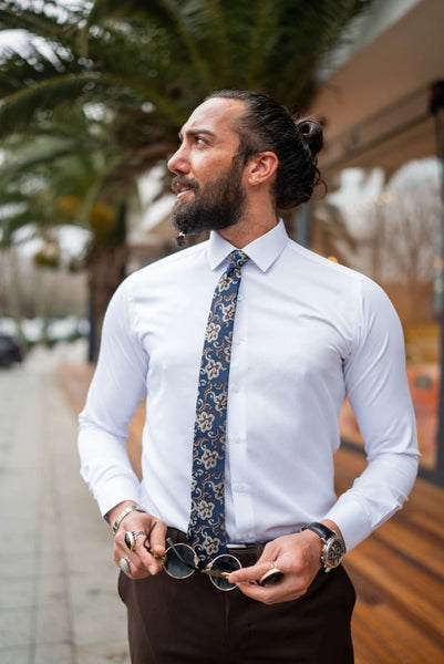 white dress shirt grey pants brown shoes How to Style Brown Shoes with Grey Dress Pants for Men