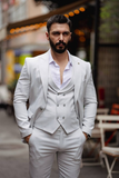 Men Grey Three Piece Suit Dinner Suit Beach Wedding Suit Sainly