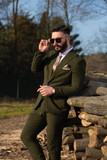 Men Olive Green Suit Three Piece Suit Wedding Beach Suit Sainly
