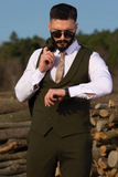 Men Olive Green Suit Three Piece Suit Wedding Beach Suit Sainly