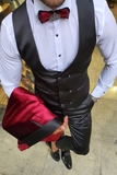 Men Velvet 3 Piece Suit Tuxedo Velvet Suit Red Winter Suit Sainly