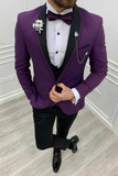 Men There Piece Suit Slim Fit Suit Tuxedo Purple Wedding Suits Sainly