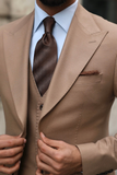 Men Slim Fit Suit Brown 3 Piece Wedding Suit Men Business Suit Sainly