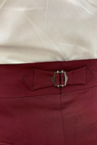 Men Burgundy Double buckle Wedding Pant Formal Trouser Pant Sainly